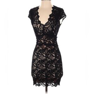 Nightcap Black & Nude Lace Bodycon Dress Sz. 1 (XS)